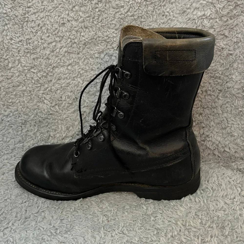 VTG‎ US Military Combat Boots Mens 7.5 EE Black Leather 1989 DPSC Biltrite Sole
